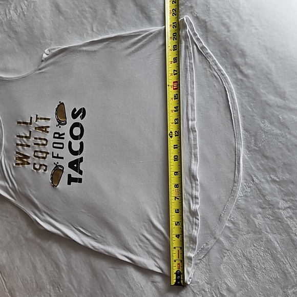 Miken Flow WILL SQUAT FOR TACOS Tank Top Sleeveless Womens Medium White Gold - Picture 8 of 12